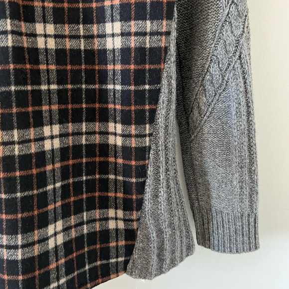 Moth (Anthropologie) Derry Cable Knit Wool Plaid Flannel Hooded Sweater Jacket - Picture 8 of 13